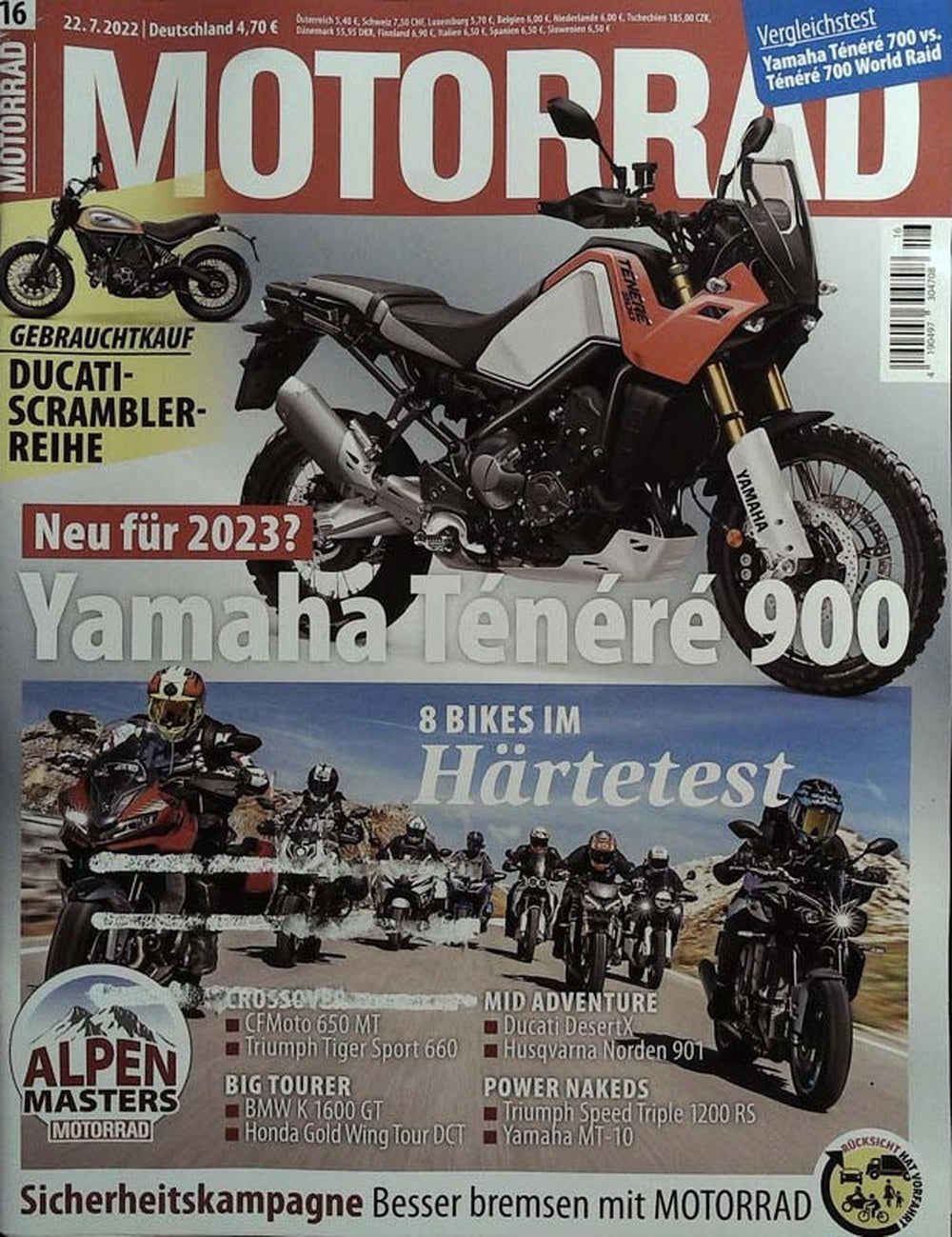 Motorrad Magazin Deutschland 2022-16 Yamaha Ténéré 900 Yamaha Ténéré 700 Yamaha Ténéré 700 World Raid