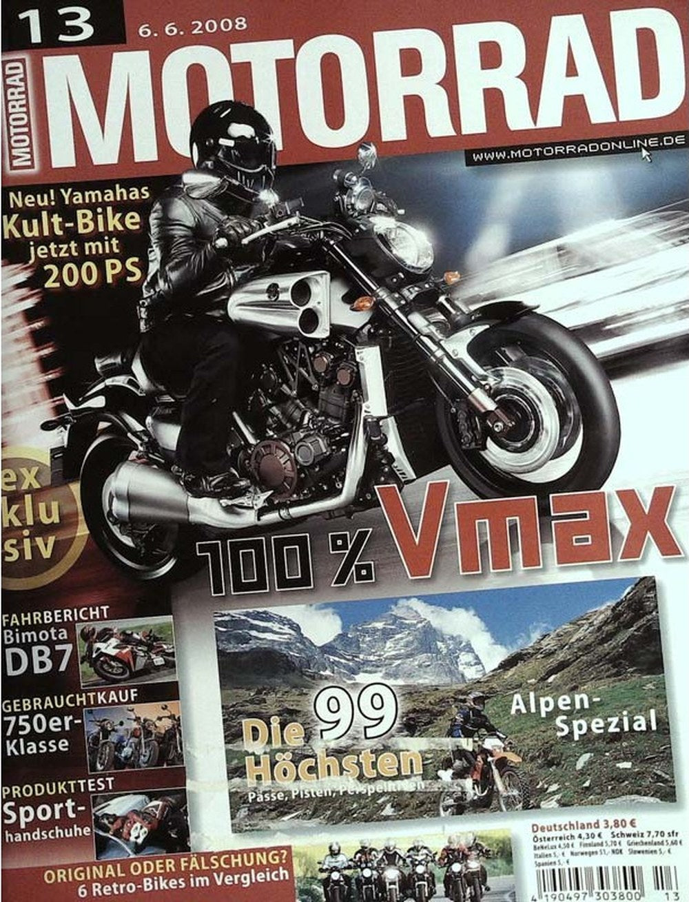 Motorrad Magazin Deutschland 2008-13 Yamaha Vmax Motorrad 200 PS