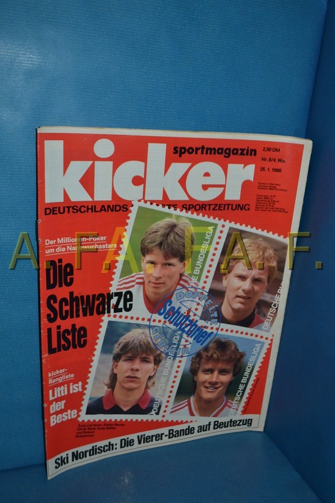 Kicker Lehti Saksa 1988-08 Stefan Reuter Oliver Reck Andy Möller Roland Grahammer Alkuperäinen painos