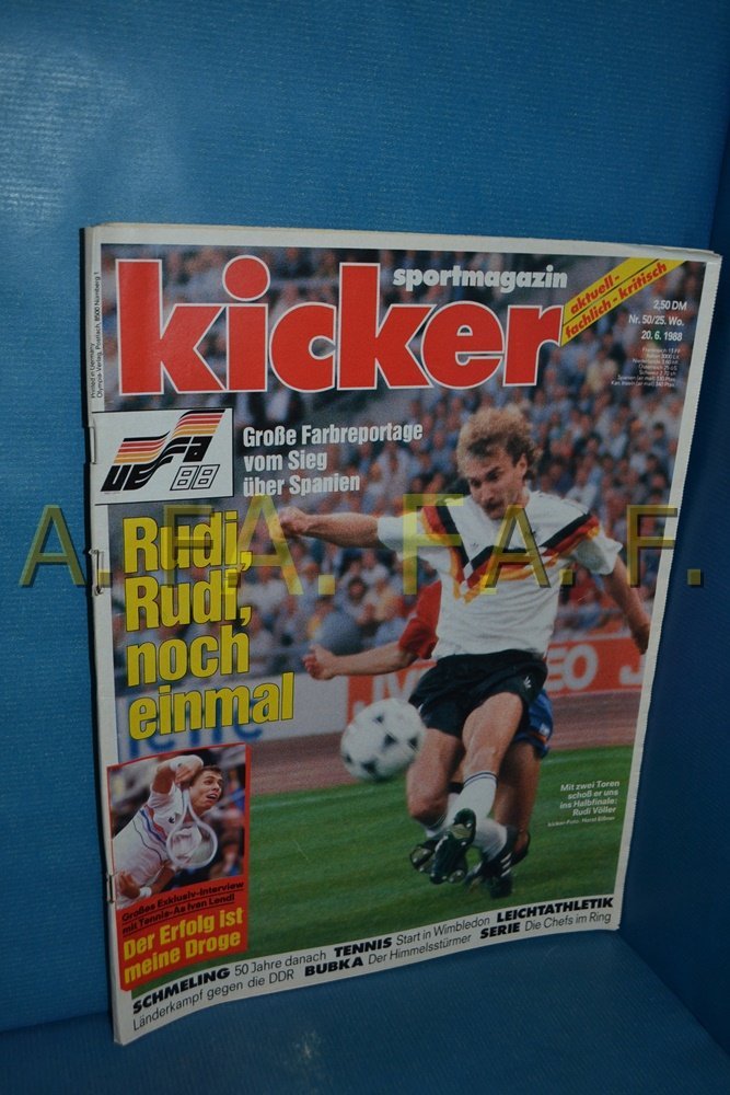 Kicker Magazine Allemagne 1988-50 Rudi Völler Ivan Lendl Sergey Bubka Max Schmeling Édition originale