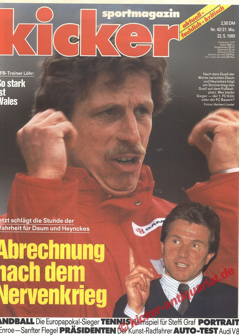 Kicker Magazin Deutschland 1989-42 Christoph Daum Jupp Heynckes Steffi Graf John McEnroe