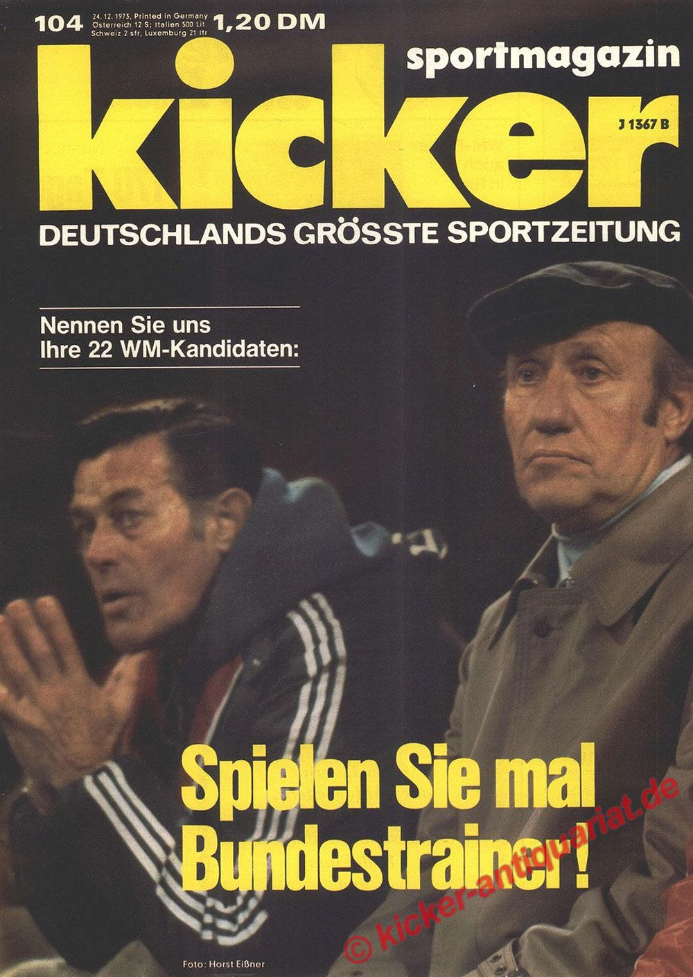 Kicker Revista Alemania 1973 Helmut Schön Jupp Derwall Edición original
