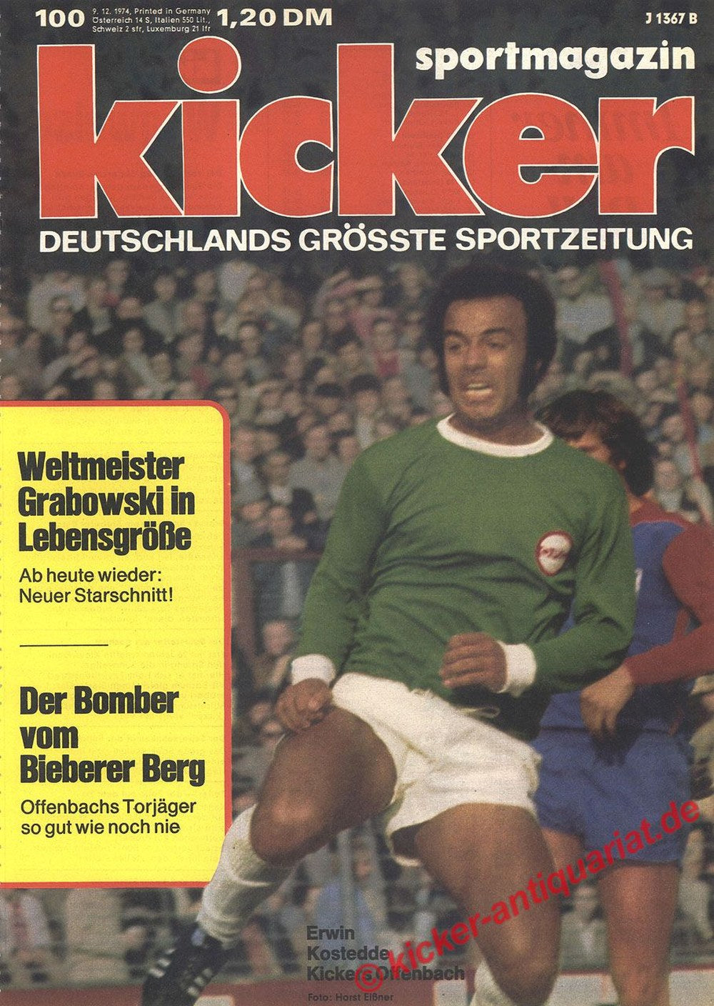 Kicker Revista Alemanha 1974 Erwin Kostedde Jürgen Grabowski Kickers Offenbach Edição original