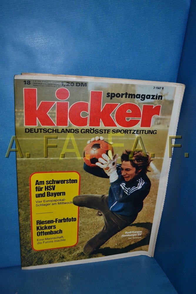Kicker Magazine Allemagne 1975-18 Rudi Kargus Hamburger SV Kickers Offenbach FC Bayern Munich Édition originale