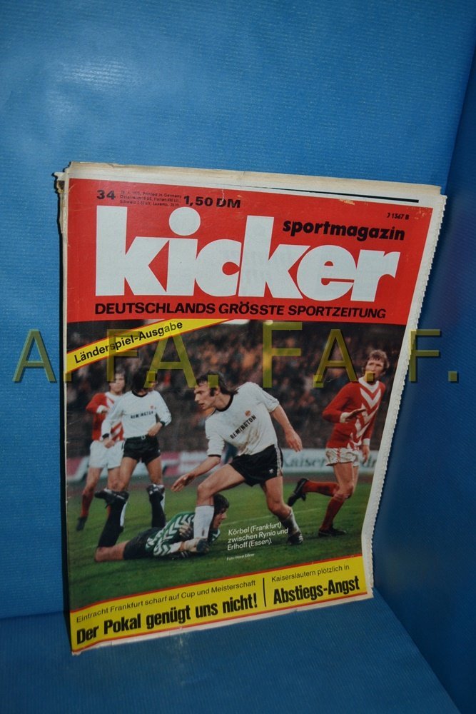 Kicker Magazin Deutschland 1975-34 Karl-Heinz Körbel Rynio Erlhoff Eintracht Frankfurt Rot-Weiss Essen