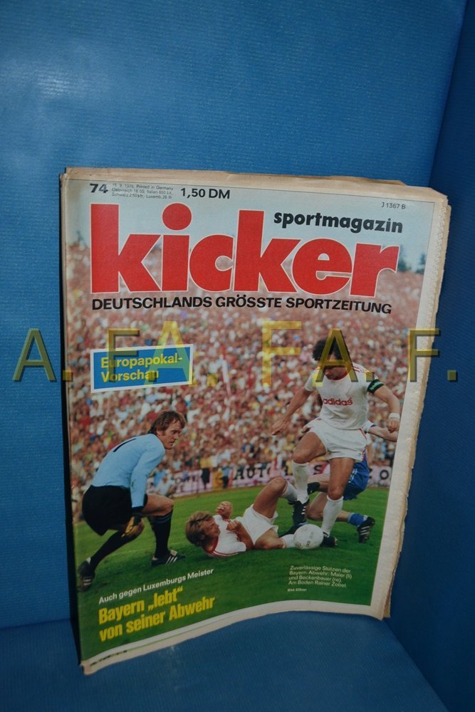 Kicker Lehti Saksa 1975-74 Franz Beckenbauer Sepp Maier Rainer Zobel FC Bayern Munich Alkuperäinen painos