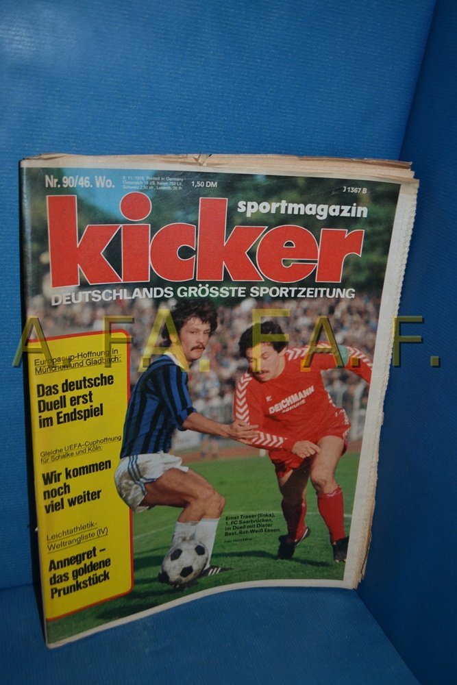 Kicker Lehti Saksa 1976-90 Ernst Traser Dieter Bast 1. FC Saarbrücken Rot-Weiß Essen FC Schalke 04 Alkuperäinen painos