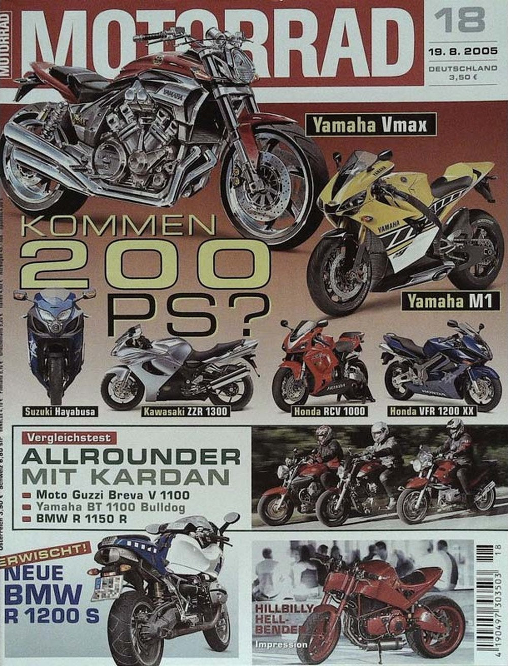 Motorrad Magazin Deutschland 2005-18 Yamaha Vmax Yamaha M1 Suzuki Hayabusa