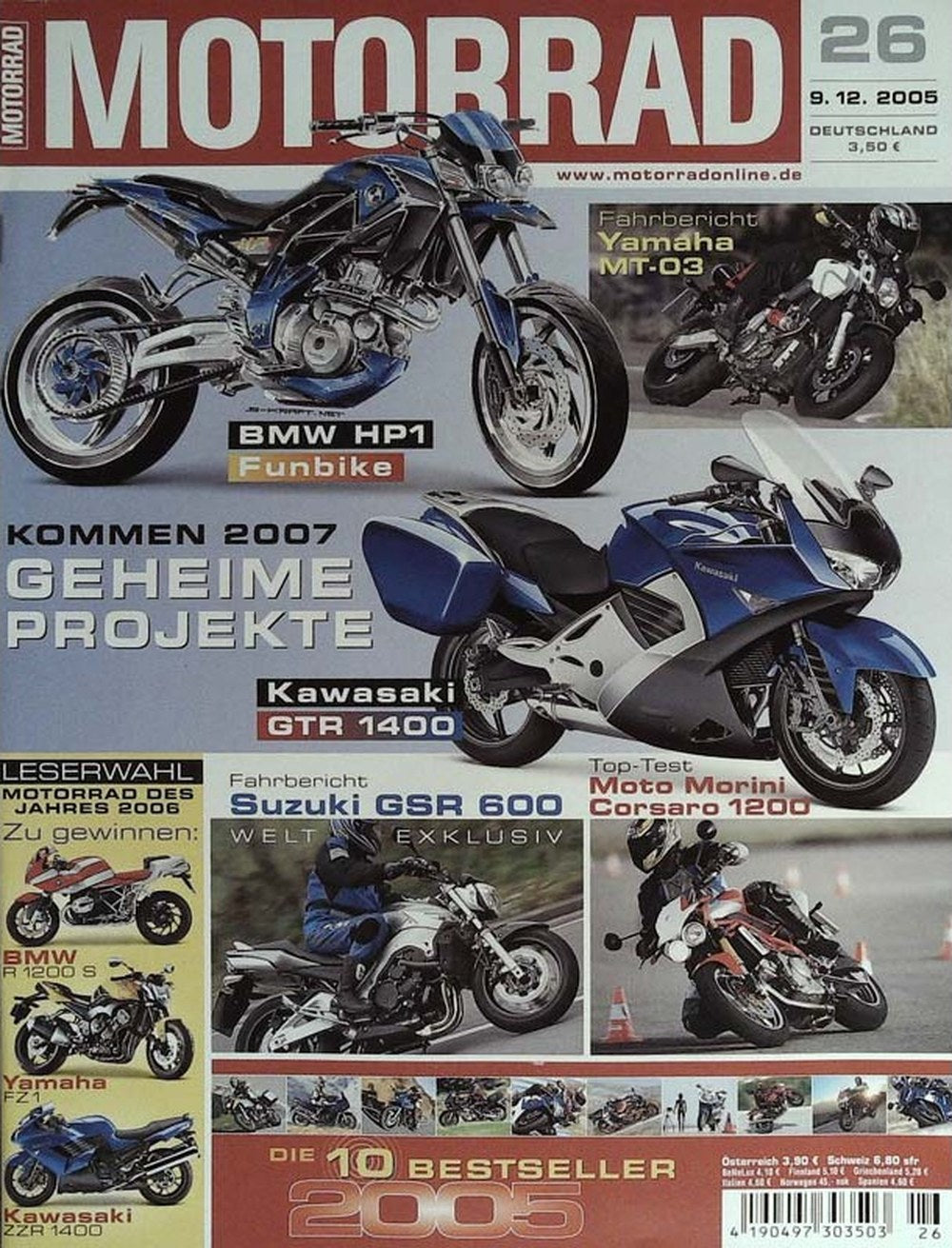 Motorrad Magazin Deutschland 2005-26 Motorrad BMW HP1 Yamaha MT-03