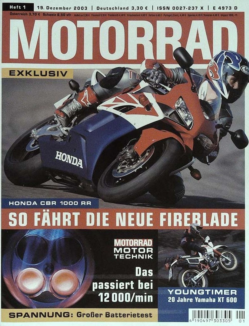 Motorrad Magazin Deutschland 2003-01 Honda CBR 1000 RR Fireblade Motorradtechnik