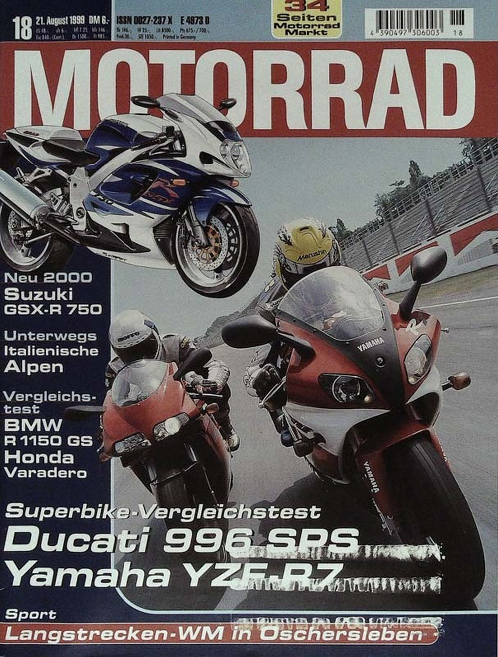 Motorrad Magazin Deutschland 1999-18 Motorrad Suzuki GSX-R 750 BMW R 1150 GS