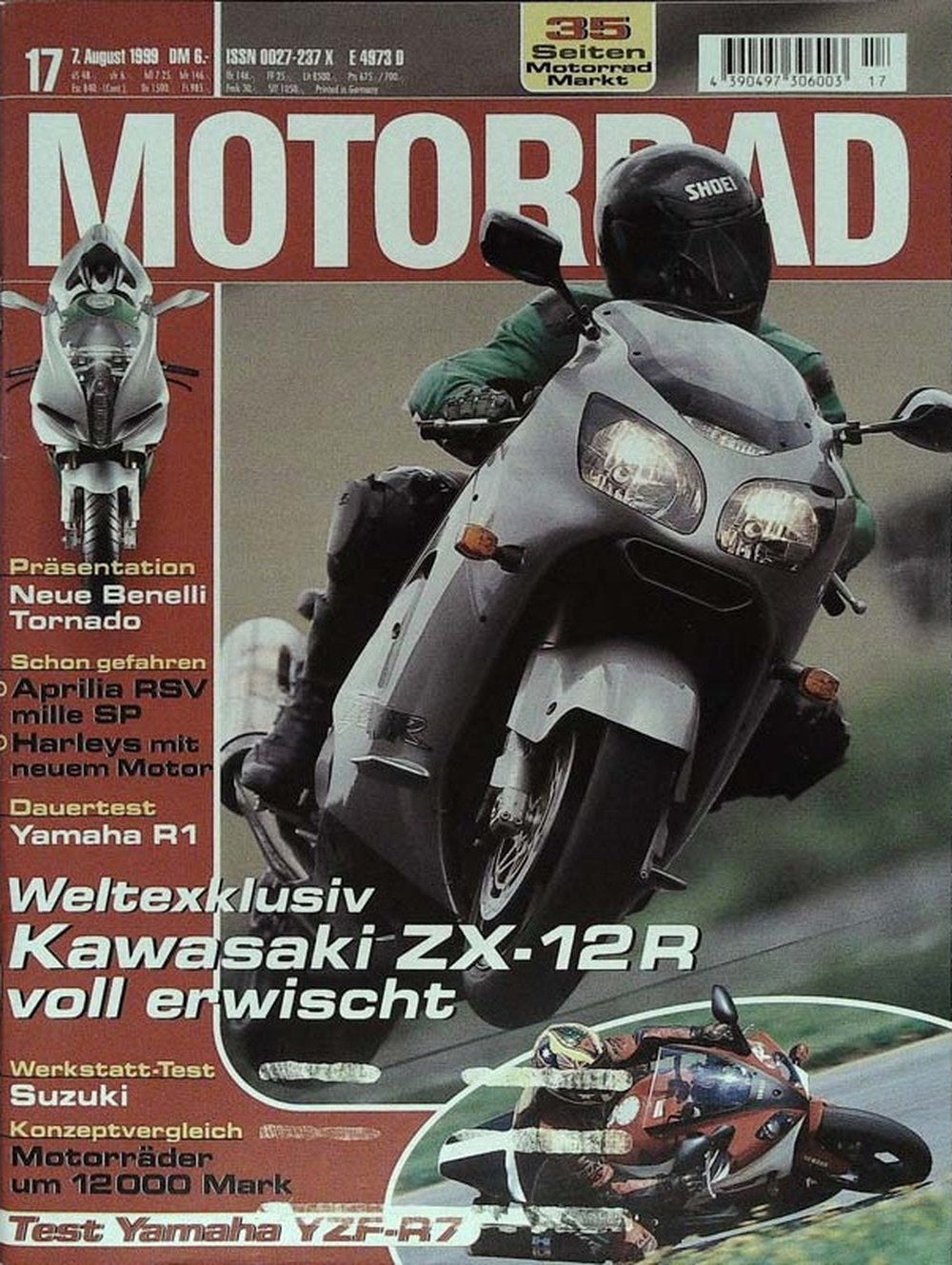 Motorrad Magazin Deutschland 1999-17 Kawasaki ZX-12R Benelli Tornado Aprilia RSV Mille SP