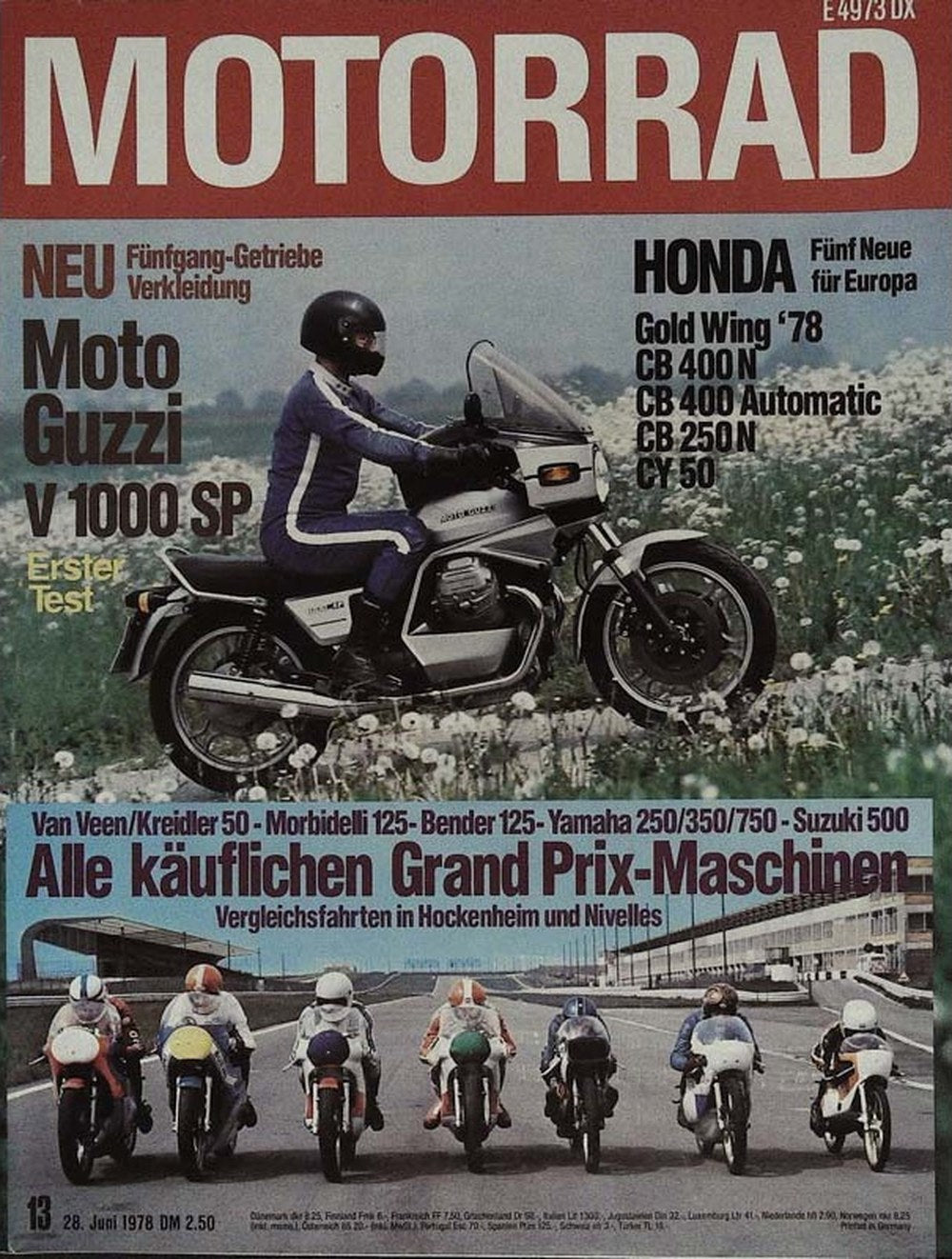 Motorrad Magazin Deutschland 1978-13 Moto Guzzi V 1000 SP Honda Gold Wing '78 Honda CB 400 N Honda CB 400 Automatic Honda CB 250 N