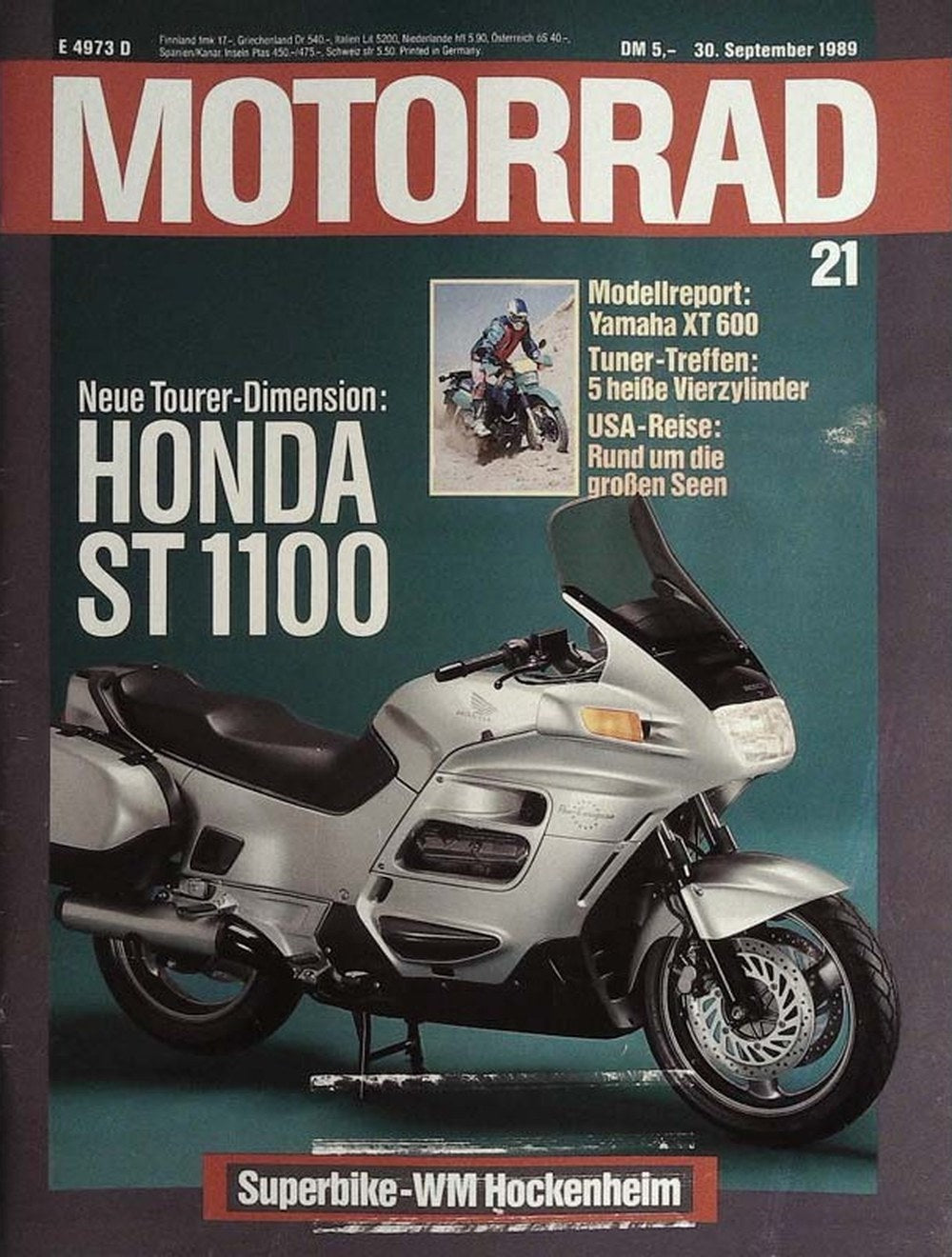 Motorrad Magazin Deutschland 1989-21 Honda ST 1100 Yamaha XT 600 Tourer-Motorrad
