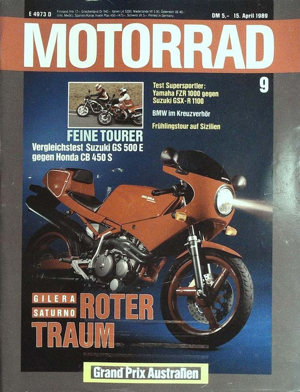 Motorrad Magazin Deutschland 1989-09 Gilera Suzuki Honda Yamaha BMW