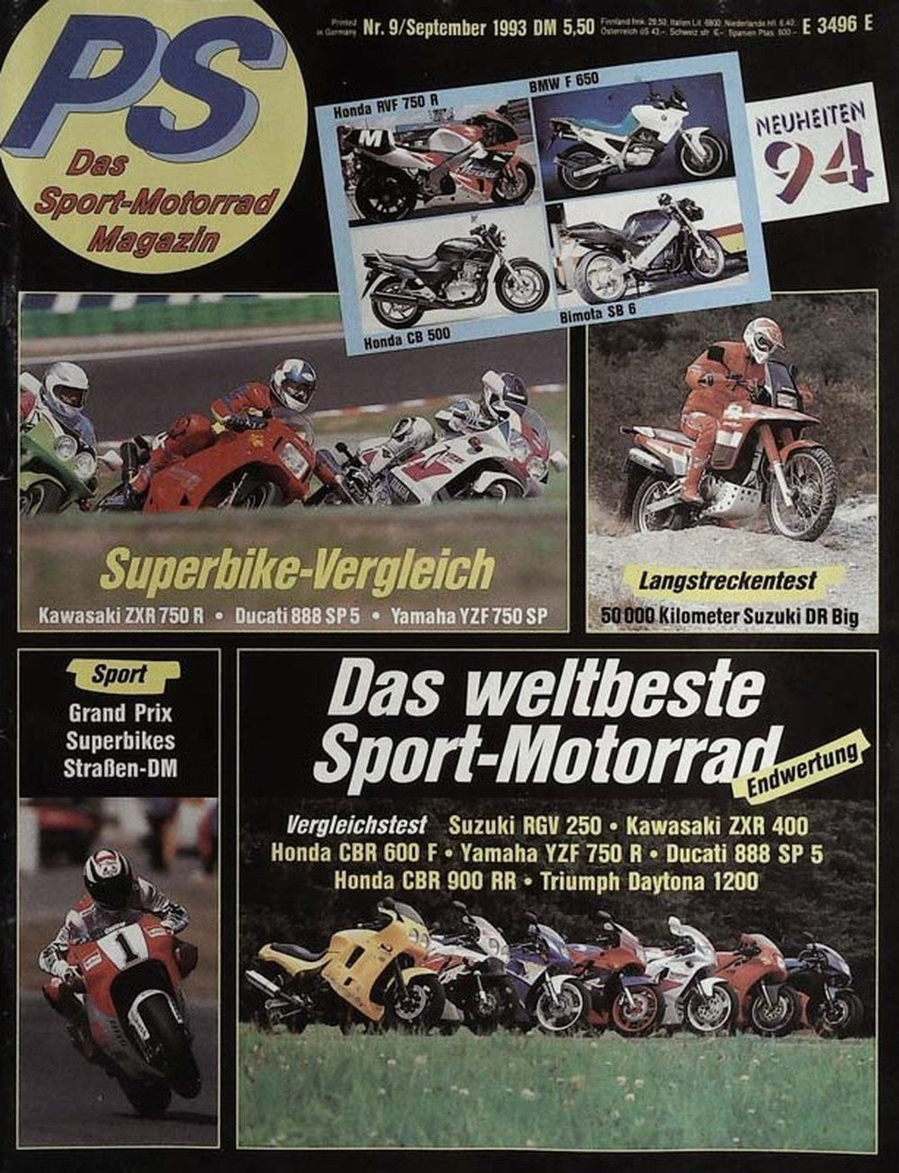 Motorrad Magazin Deutschland 1993-09 Kawasaki Ducati Yamaha Honda Suzuki