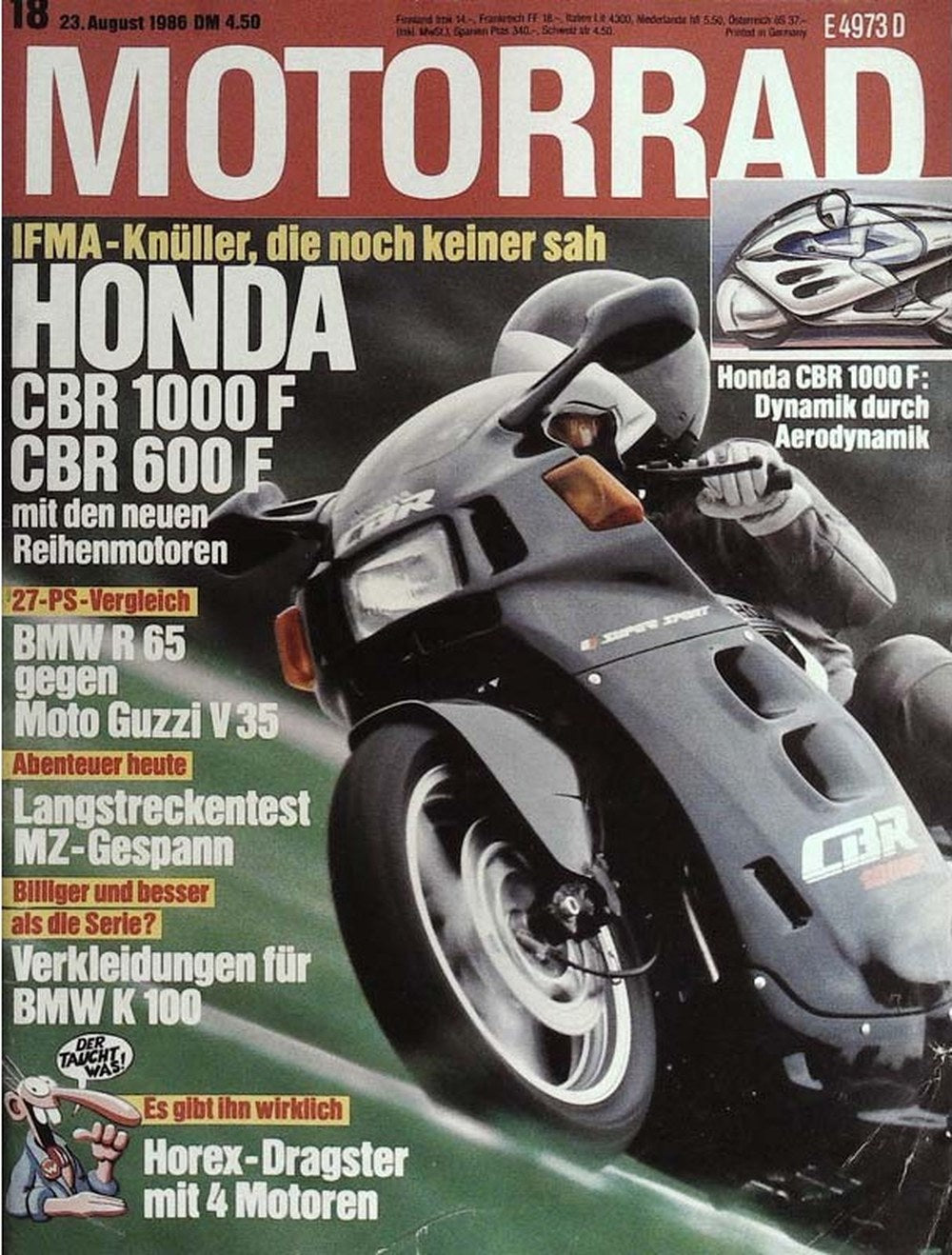 Motorrad Magazin Deutschland 1986-18 Honda CBR 1000 F Honda CBR 600 F BMW R 65