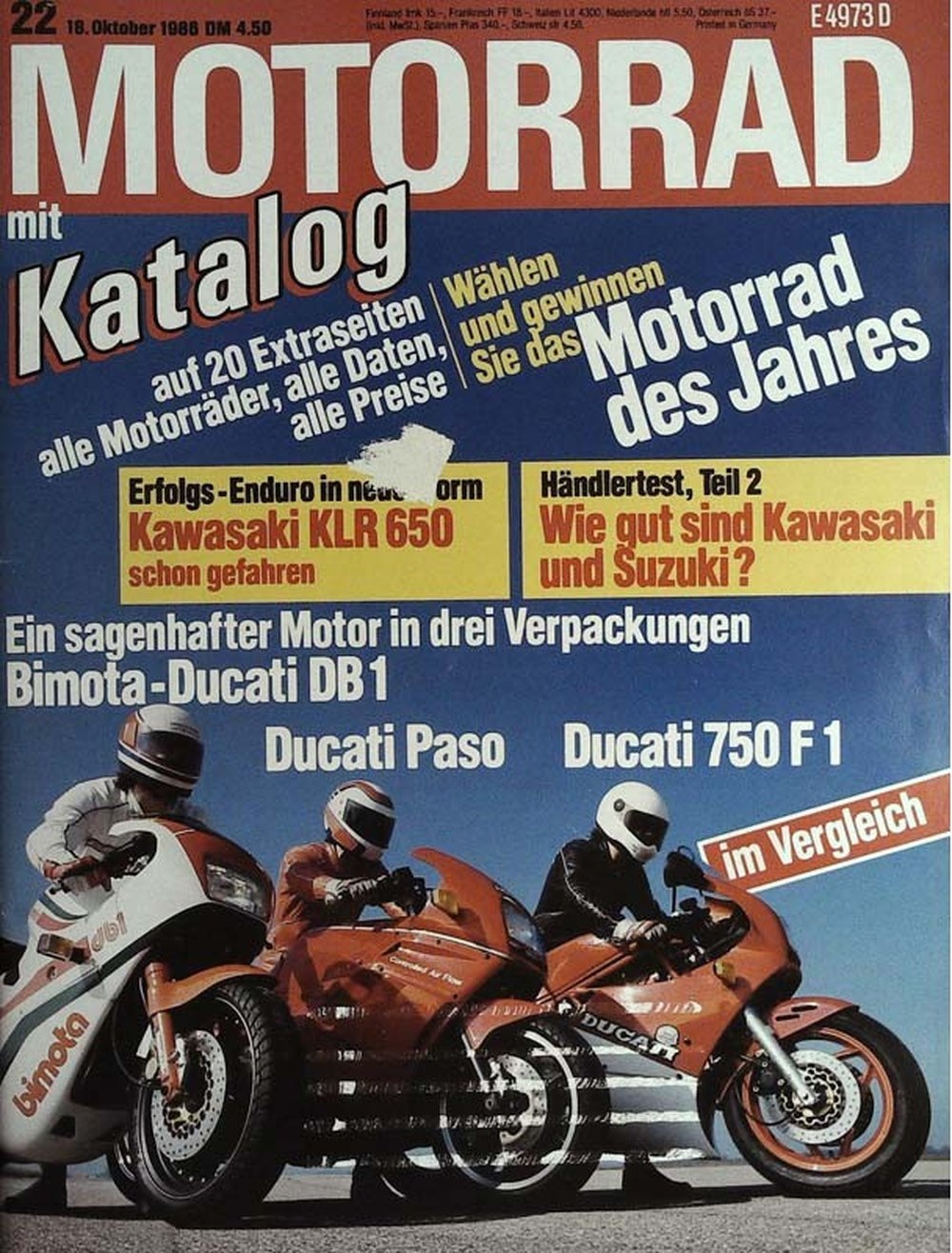 Motorrad Magazin Deutschland 1986-22 Motorrad Kawasaki KLR 650 Bimota-Ducati DB1