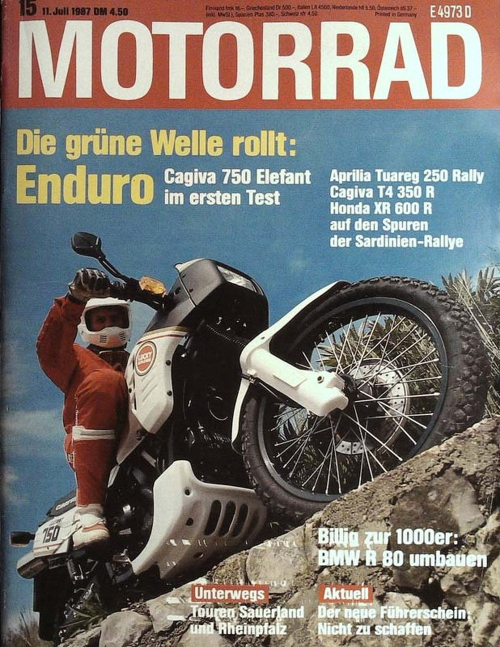 Motorrad Magazin Deutschland 1987-15 Cagiva 750 Elefant Aprilia Tuareg 250 Rally Cagiva T4 350 R