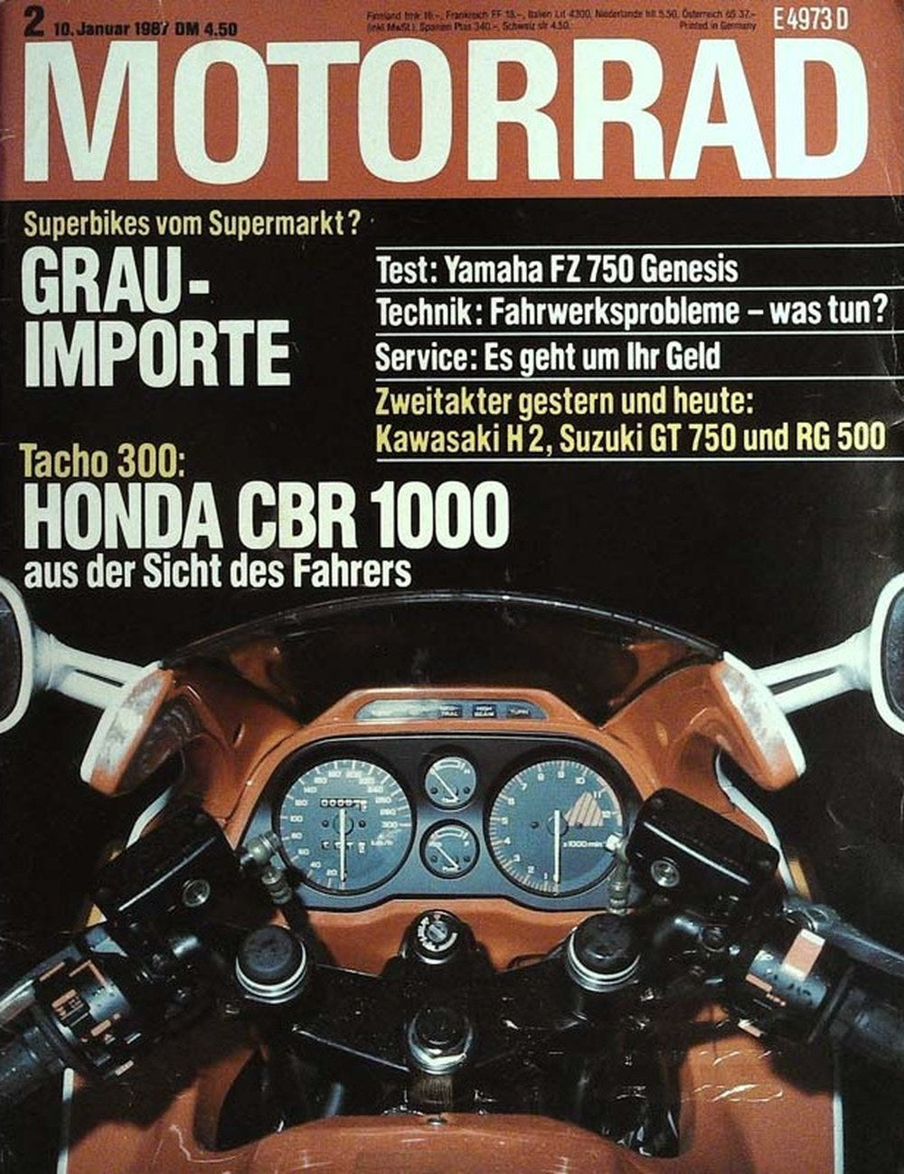 Motorrad Magazin Deutschland 1987-02 Honda CBR 1000 Yamaha FZ 750 Genesis Kawasaki H2
