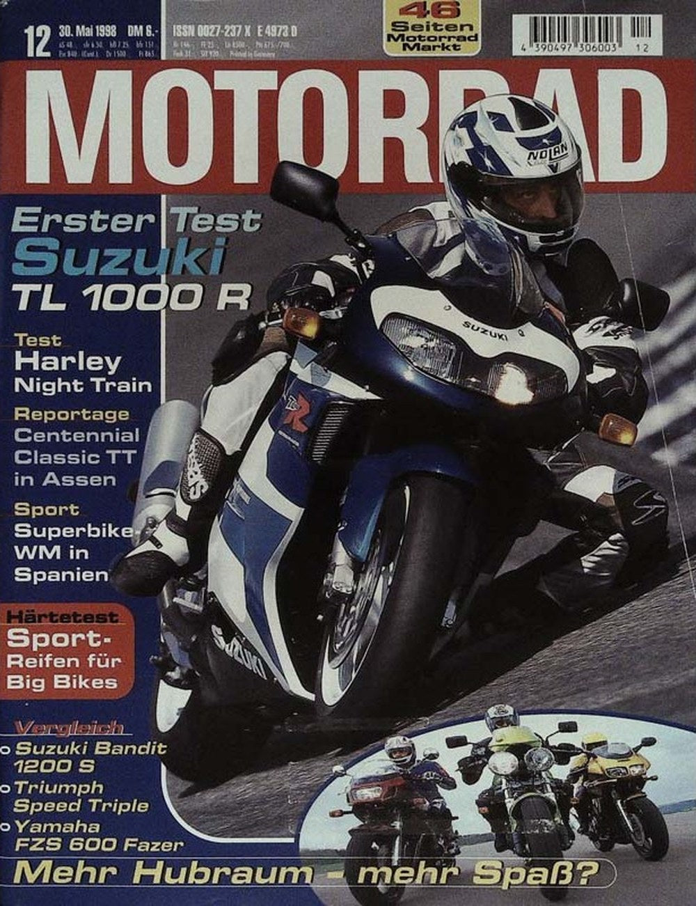 Motorrad Magazin Deutschland 1998-12 Suzuki TL 1000 R Motorradtest Harley Night Train