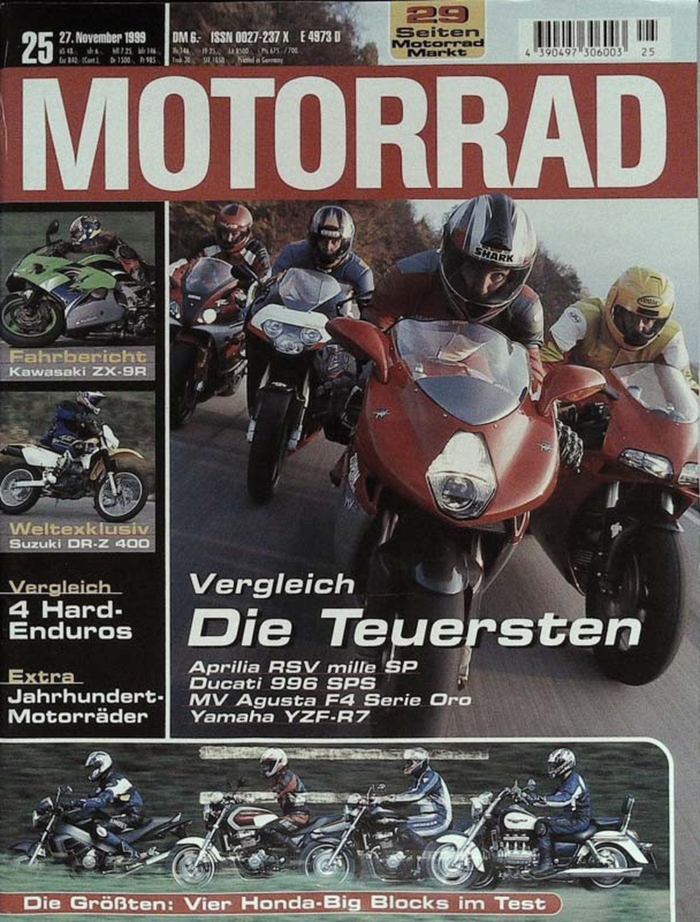 Motorrad Magazin Deutschland 1999-25 Kawasaki ZX-9R Suzuki DR-Z 400 Hard-Enduro-Vergleich