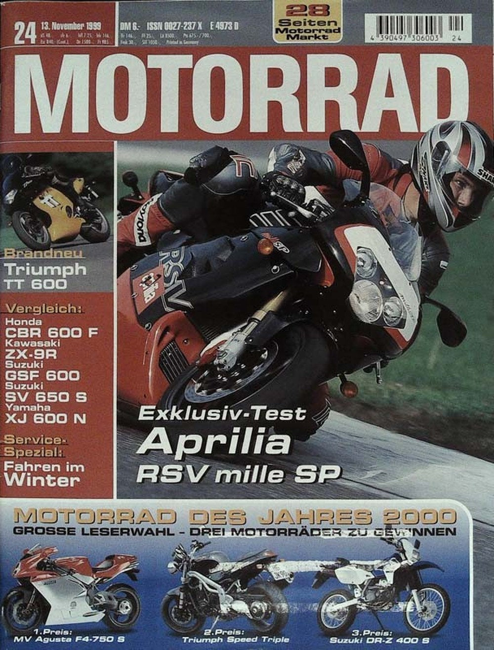 Motorrad Magazin Deutschland 1999-24 Aprilia RSV Mille SP Triumph TT 600 Honda CBR 600 F