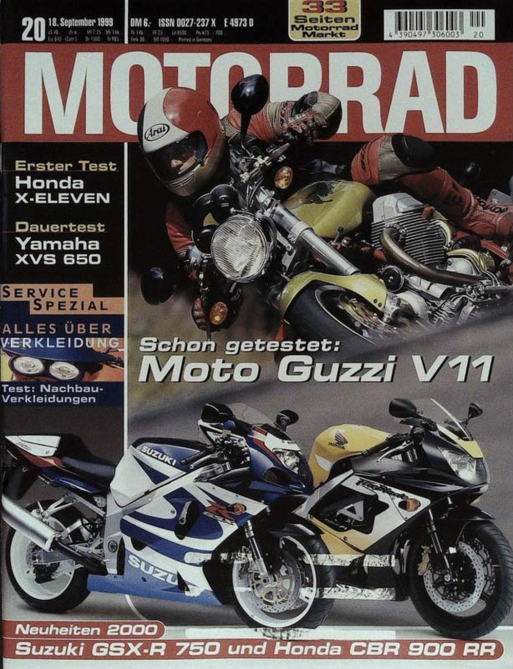 Motorrad Magazin Deutschland 1999-20 Moto Guzzi V11 Honda X-Eleven Yamaha XVS 650 Dauer-Test