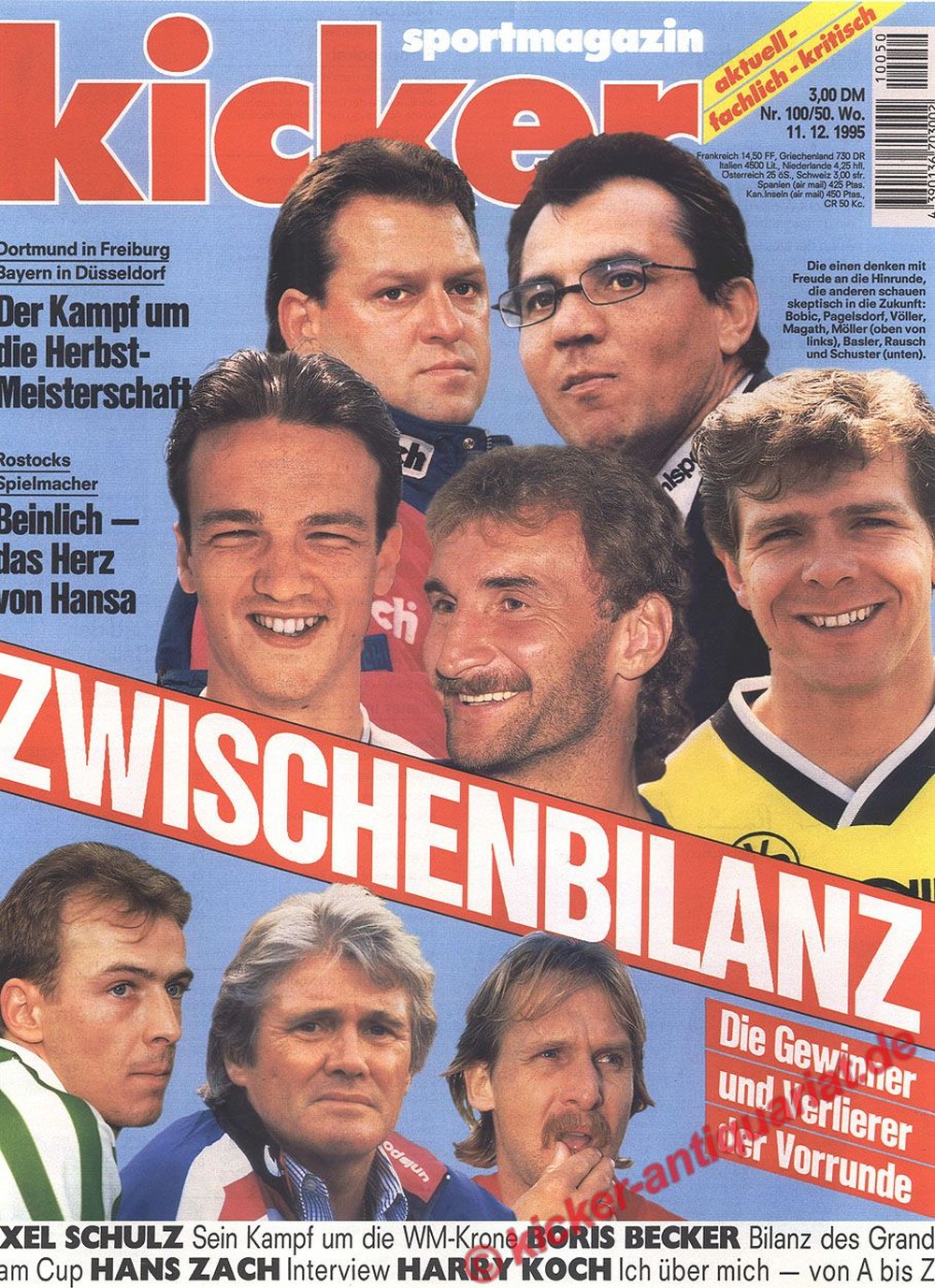 Kicker Revista Alemanha 1995 Axel Schulz Boris Becker Hans Zach Harry Koch Stefan Beinlich Edição original