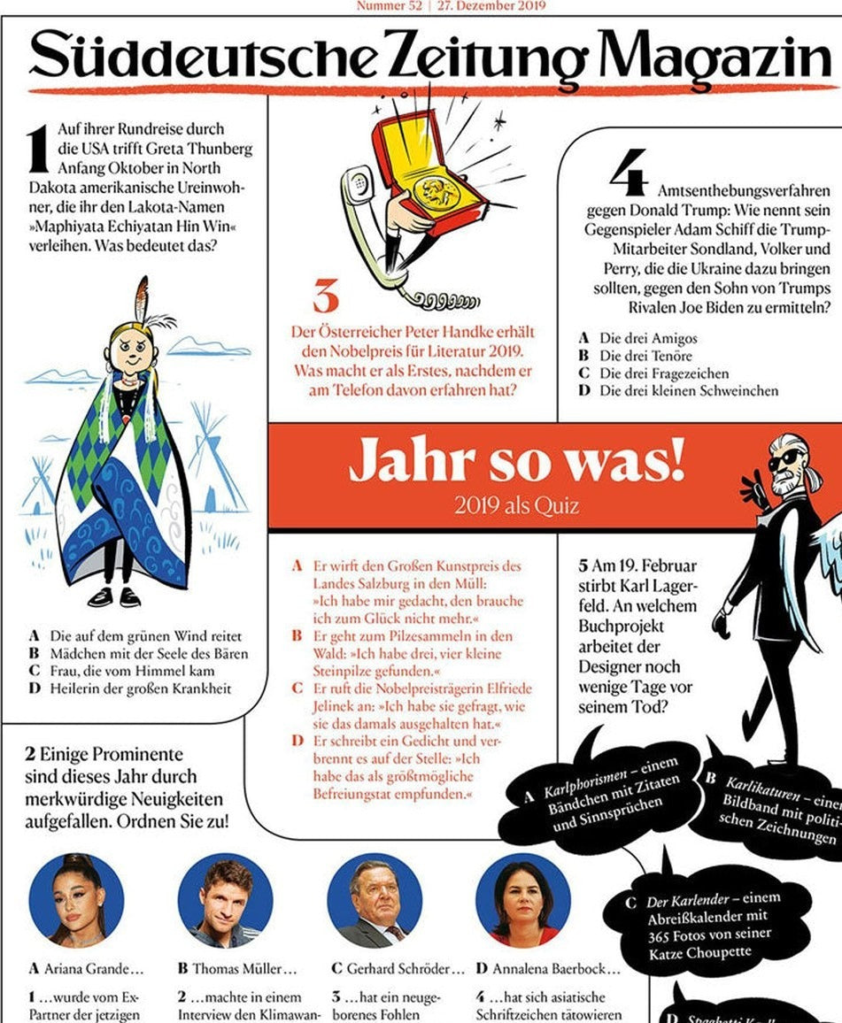 Süddeutsche Zeitung Magazin Deutschland 2019-52 Greta Thunberg Peter Handke Donald Trump Karl Lagerfeld Ariana Grande