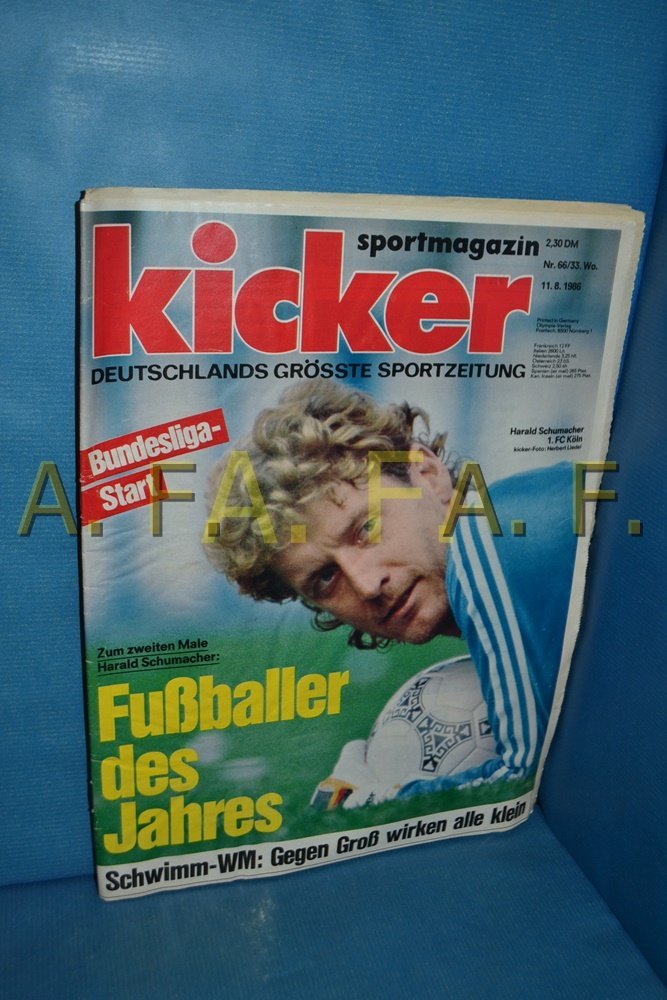 Kicker Magasin Tyskland 1986-66 Harald Schumacher Originaludgave