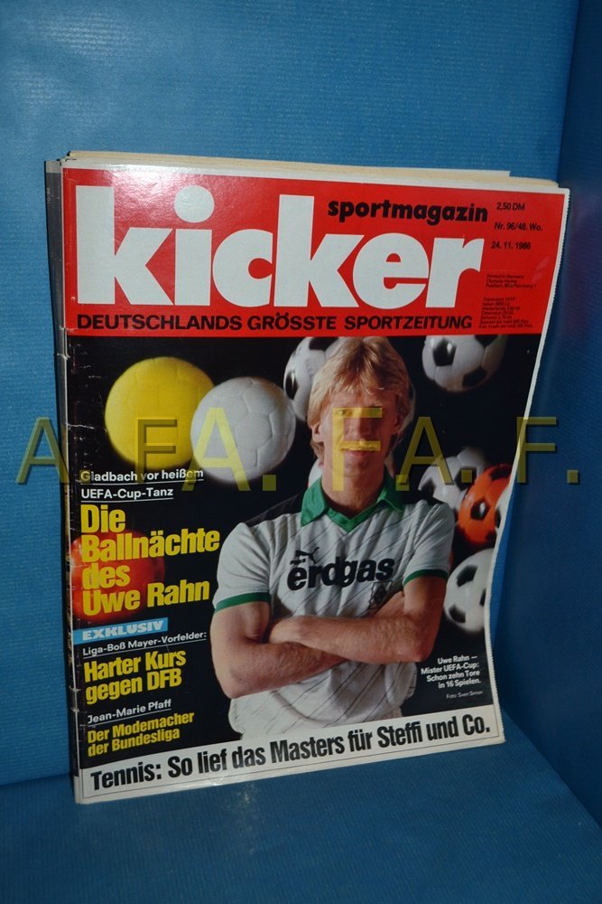 Kicker Magasin Tyskland 1986-96 Uwe Rahn Jean-Marie Pfaff Steffi Graf Gerhard Mayer-Vorfelder Originaludgave