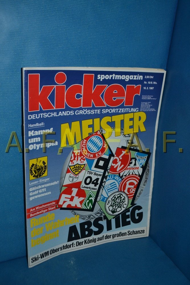 Kicker Magasin Tyskland 1987-16 FC Bayern München 1. FC Nürnberg SV Waldhof Mannheim Eintracht Frankfurt TSV Bayer 04 Leverkusen Originaludgave