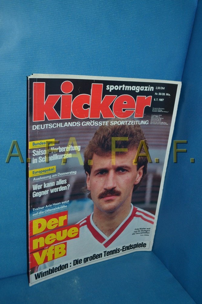 Kicker Magasin Tyskland 1987-56 Fritz Walter Arie Haan VfB Stuttgart Originaludgave