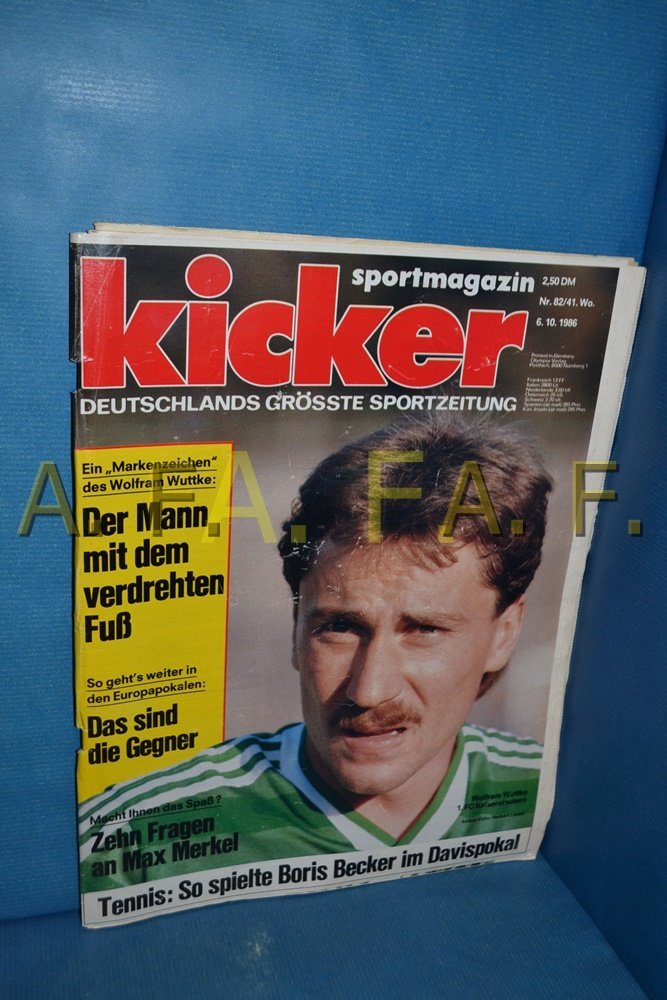 Kicker Magasin Tyskland 1986-82 Wolfram Wuttke Boris Becker Max Merkel Originaludgave