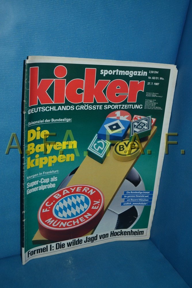 Kicker Magazine Germany 1987-62 FC Bayern München Borussia Dortmund Hamburger SV Borussia Mönchengladbach Werder Bremen Original Print Issue