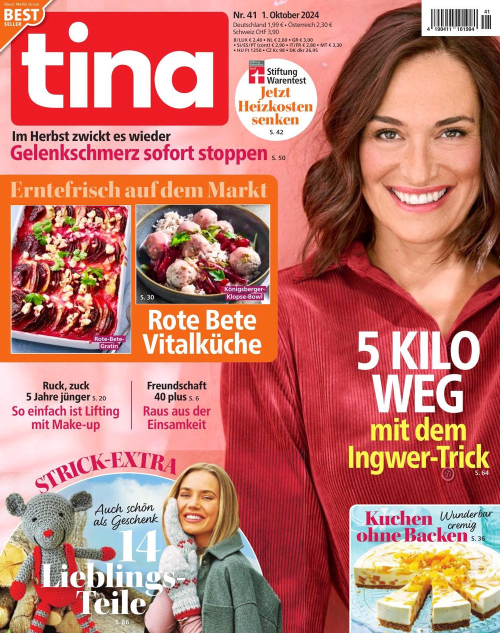 Tina Magazin Niederlande 2024-41 Gelenkschmerzmittel Rote-Bete-Rezepte Anti-Aging-Make-up