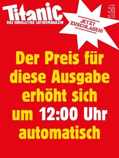 Titanic Magazin Deutschland 2026-05 Satiremagazin Preiserhöhung Dynamische Preisgestaltung