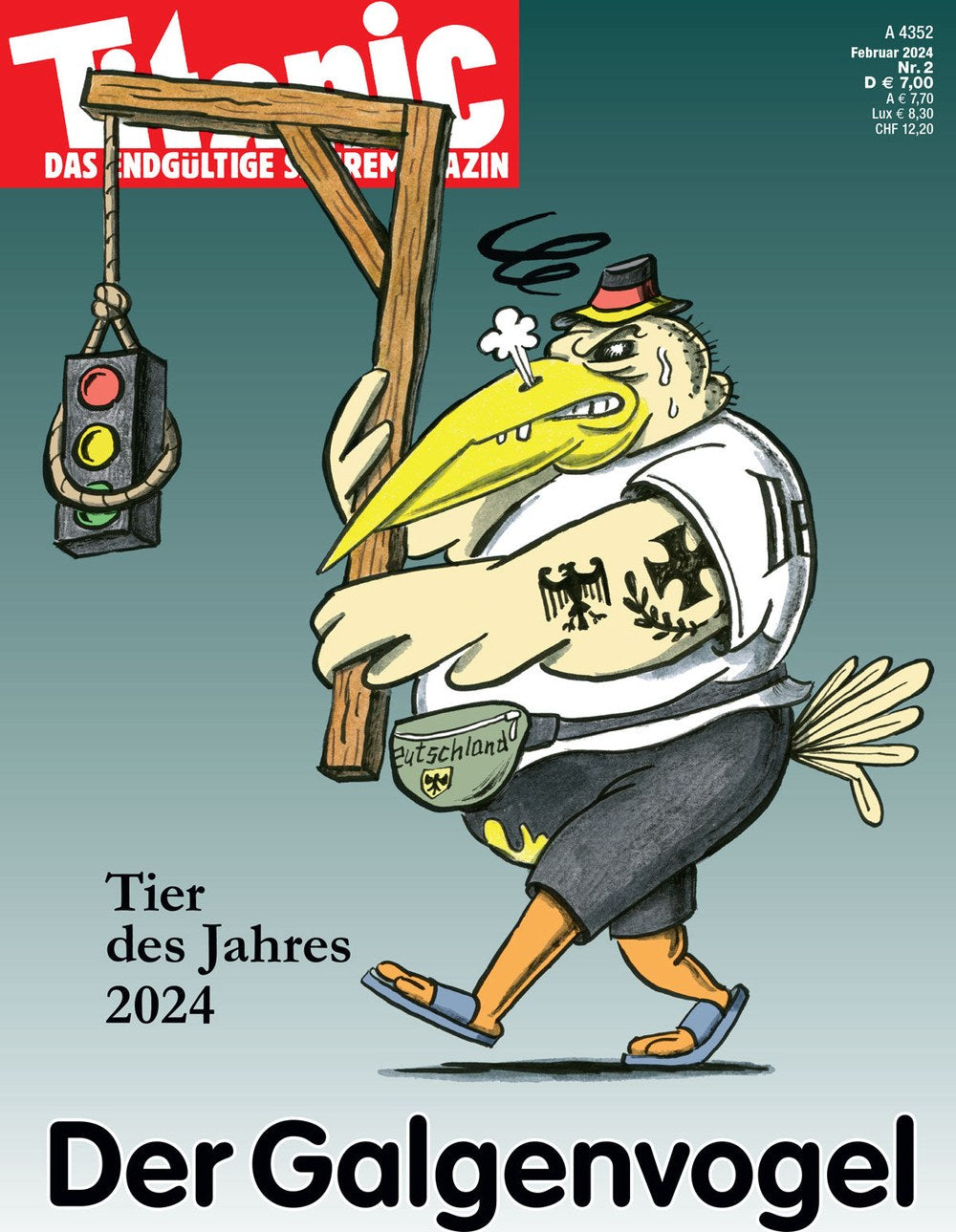 Titanic Magazin Deutschland 2024-02 Galgenvogel Deutschland Tier Des Jahres