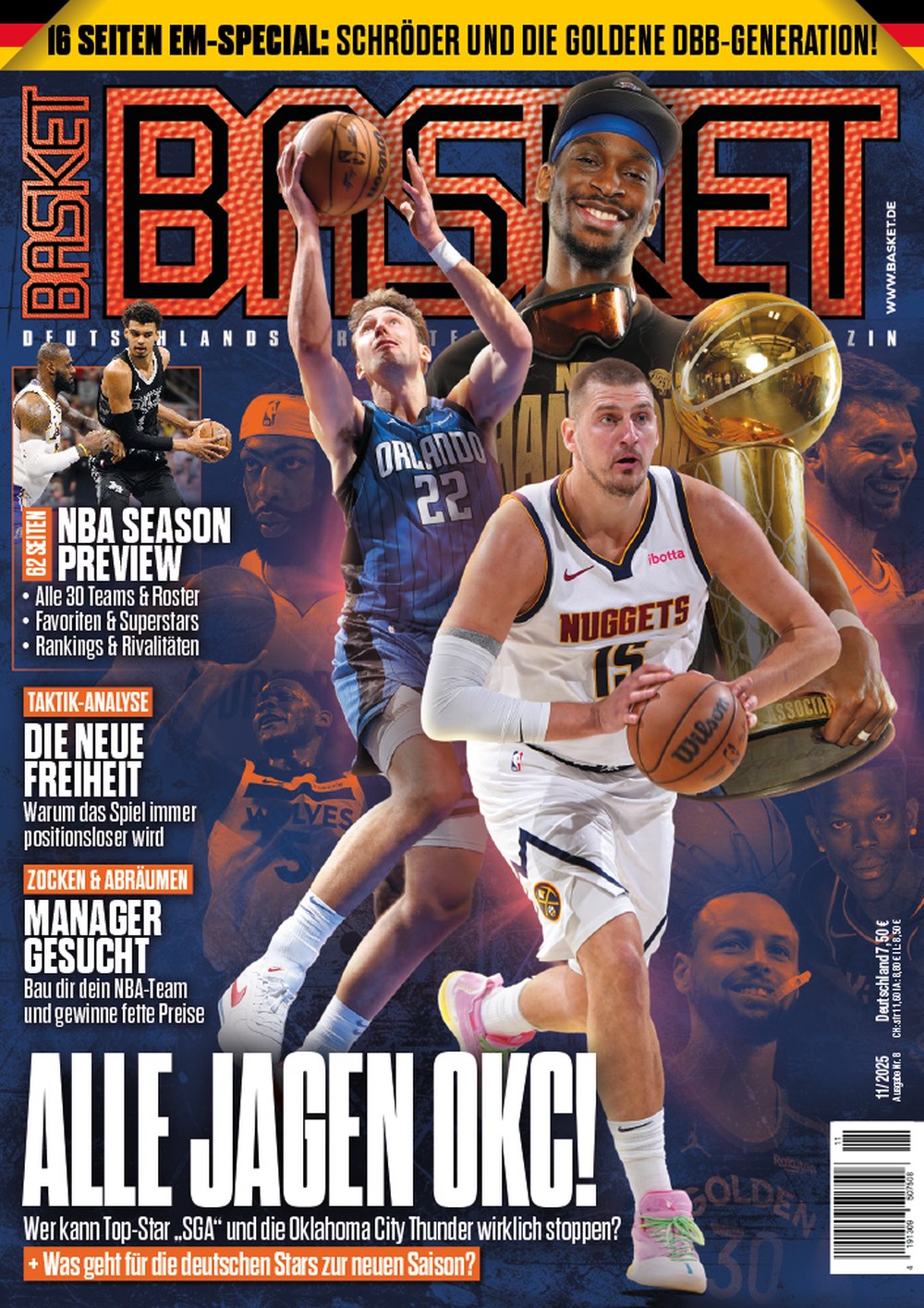Basket Magazin Deutschland 2025-11 Shai Gilgeous-Alexander Nikola Jokic Franz Wagner Dennis Schröder