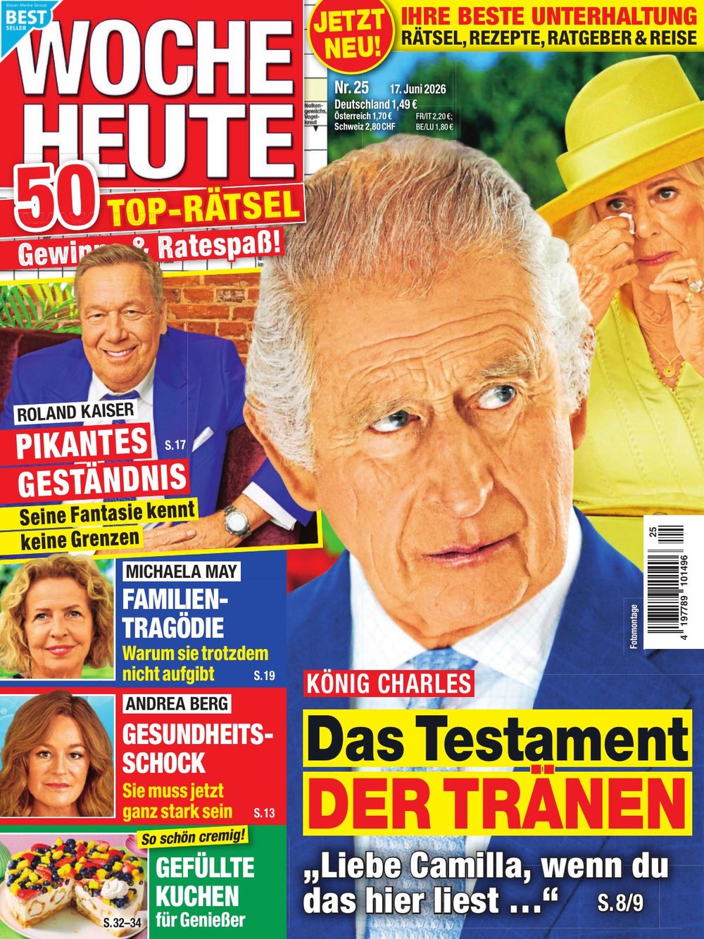 Woche Heute Magasin Tyskland 2026-25 – King Charles III Camilla Roland Kaiser Michaela May Andrea Berg – Originalutgåva