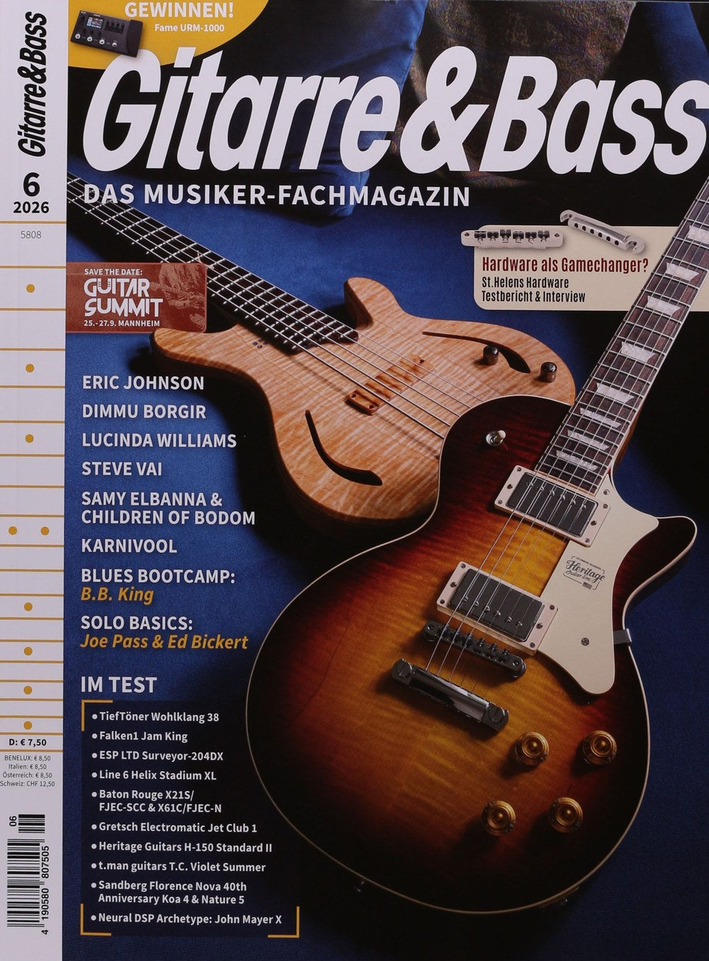 Gitarre & Bass Magazin Deutschland 2026-06 Eric Johnson Steve Vai Lucinda Williams B.B. King Joe Pass