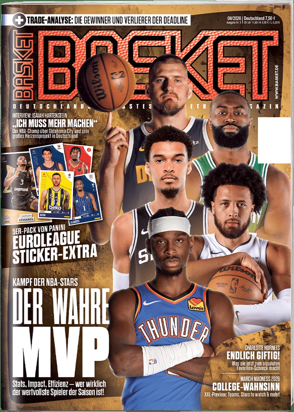 Basket Magazin Deutschland 2026-04 Shai Gilgeous-Alexander Nikola Jokic Jayson Tatum Giannis Antetokounmpo Stephen Curry
