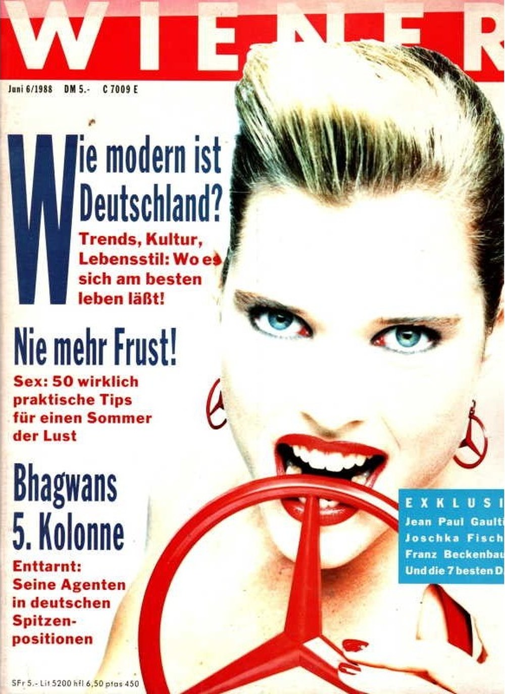 Wiener Magazin Deutschland 1988-06 Jean Paul Gaultier Joschka Fischer Franz Beckenbauer Bhagwan Shree Rajneesh