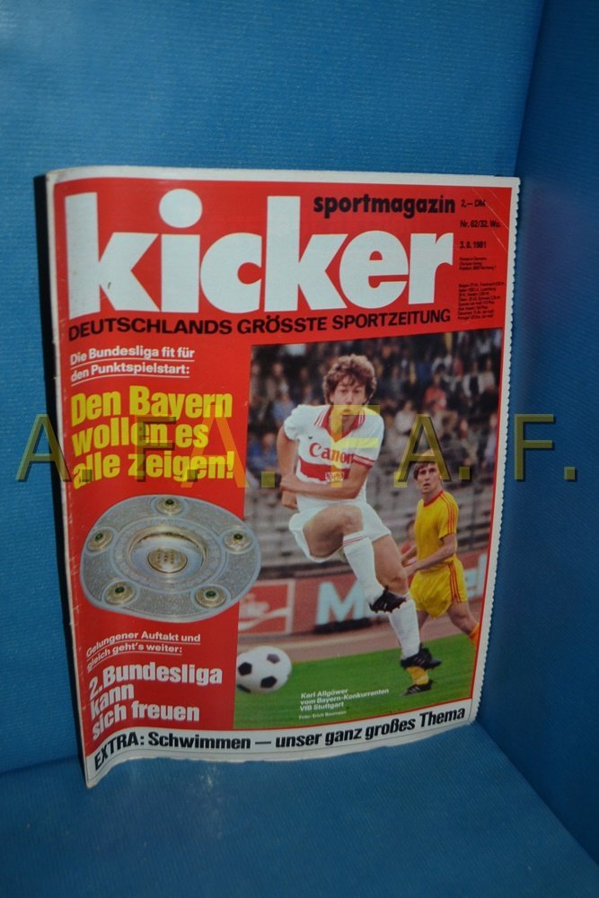 Kicker Revista Alemanha 1981-62 Karl Allgöwer VfB Stuttgart Bayern Munich Edição original