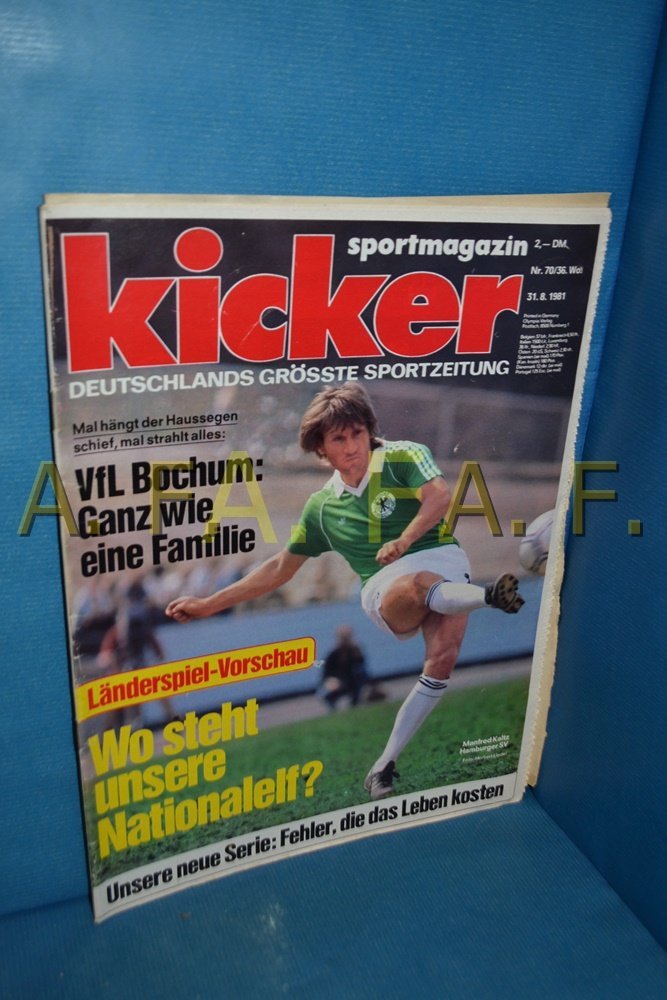 Kicker Revista Alemanha 1981-70 Manfred Kaltz VfL Bochum Hamburger SV Edição original