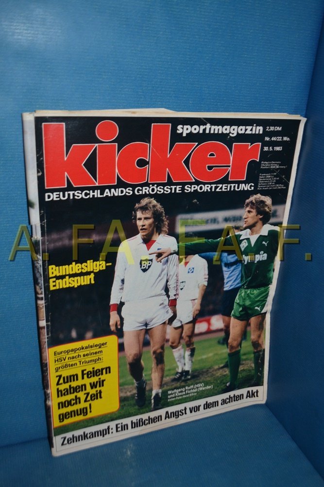 Kicker Magazine Germany 1983-44 Wolfgang Rolff Klaus Fichtel Hamburger SV Werder Bremen Original Print Issue
