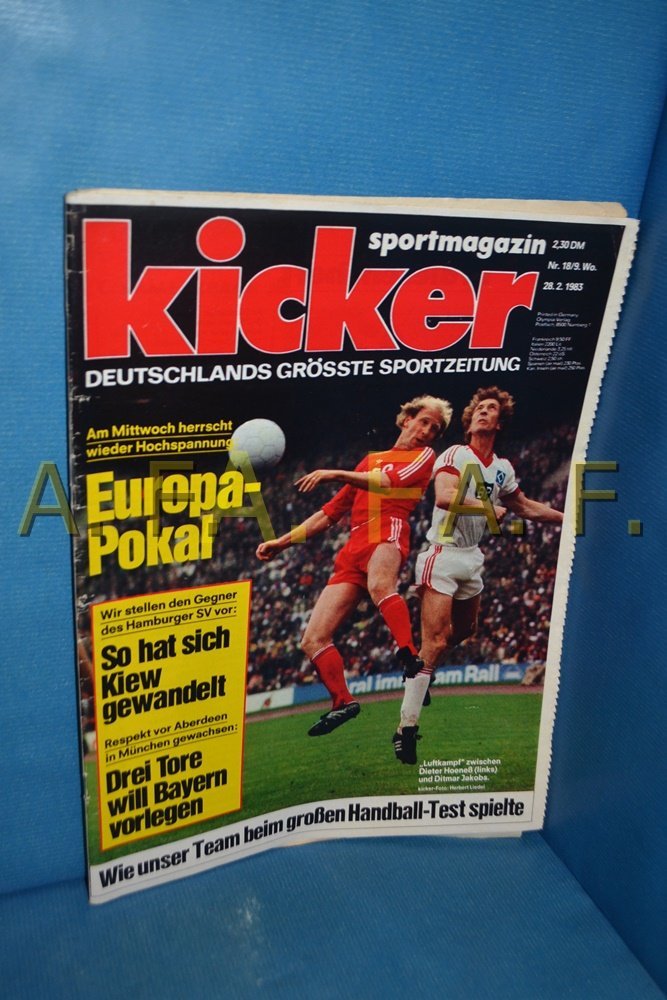 Kicker Magazin Deutschland 1983-18 Dieter Hoeneß Ditmar Jakobs Hamburger SV Bayern Munich Dynamo Kyiv