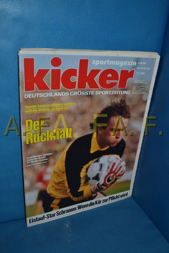 Kicker Magazin Deutschland 1983-20 Dieter Burdenski Schramm