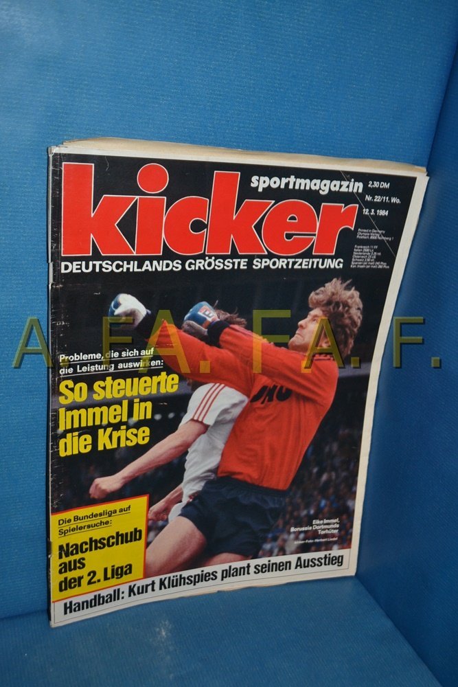 Kicker Revista Alemania 1984-22 Eike Immel Kurt Klühspies Edición original